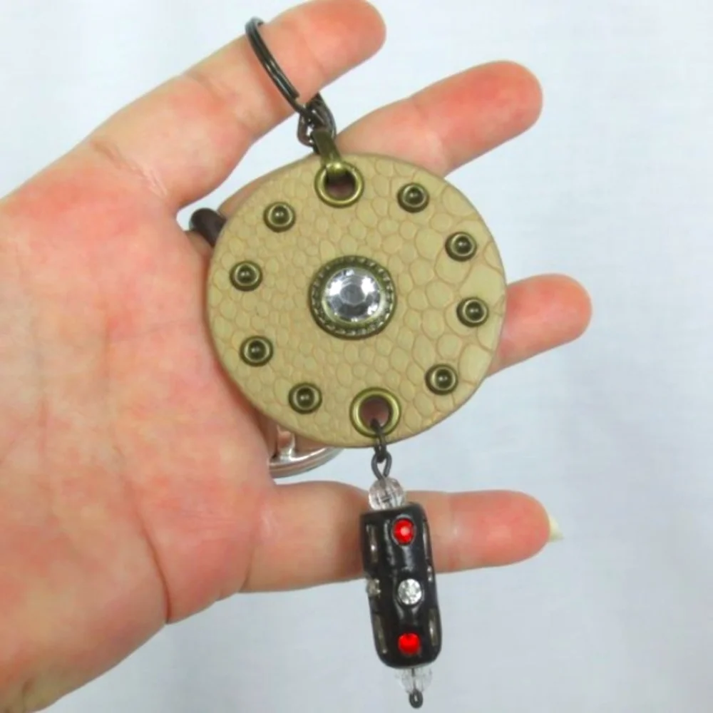 New Handmade Keychain Bag Charm Beaded Boho Faux Leather Rhinestone Swivel Clip